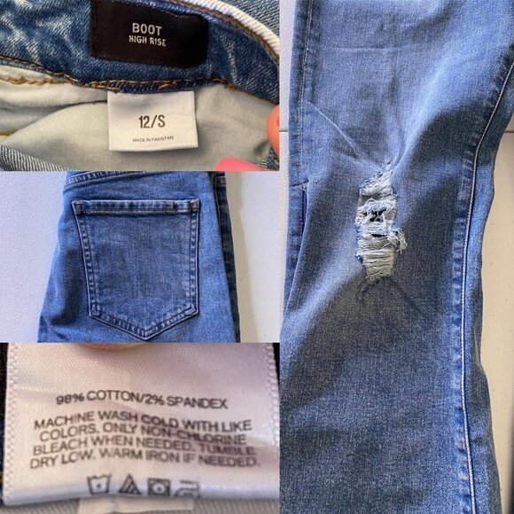 Reworked Distressed Wide Leg Flare Jeans - Picture 4 of 4